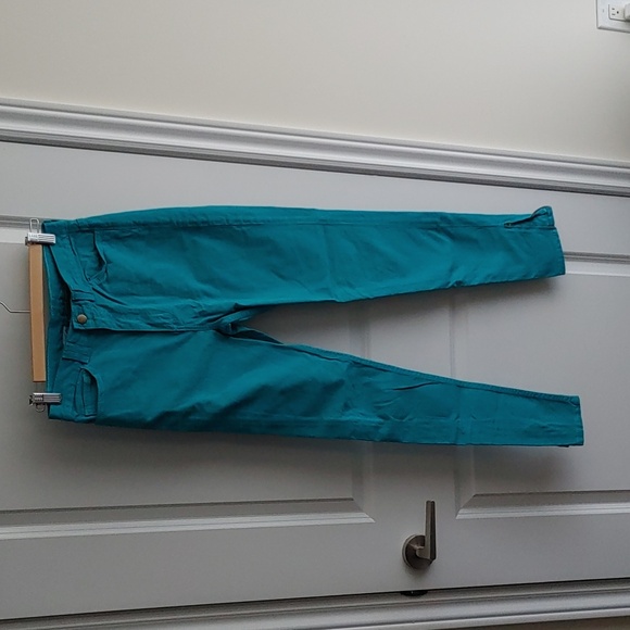 American Apparel US 28/29* teal green high rise skinny pant in thick cotton - Picture 2 of 7